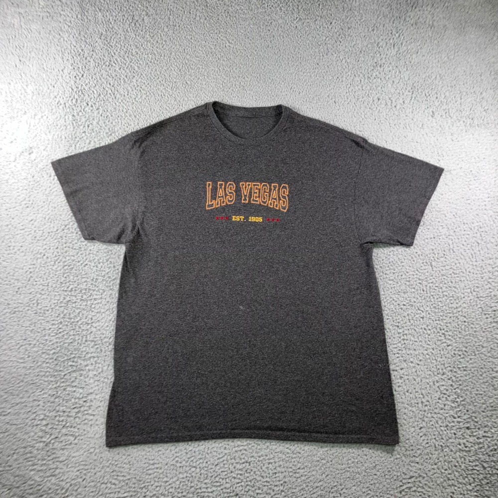 Las Vegas T-Shirt Mens XL Charcoal Gray Graphic Souvenir Tee Relaxed Gorpcore